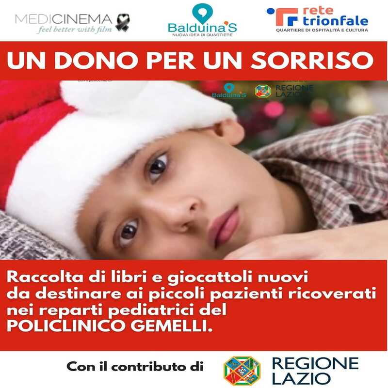 Ritorna “Un dono per un sorriso”, l’iniziativa per Natale di Balduina’S e Rete Trionfale assieme a MediCinema Italia